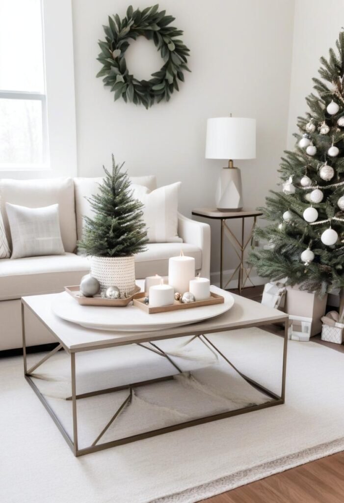 Minimalist neutral tones and simple decor.
