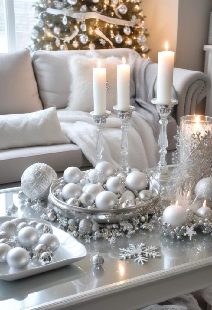 Elegant white and silver crystal accents.