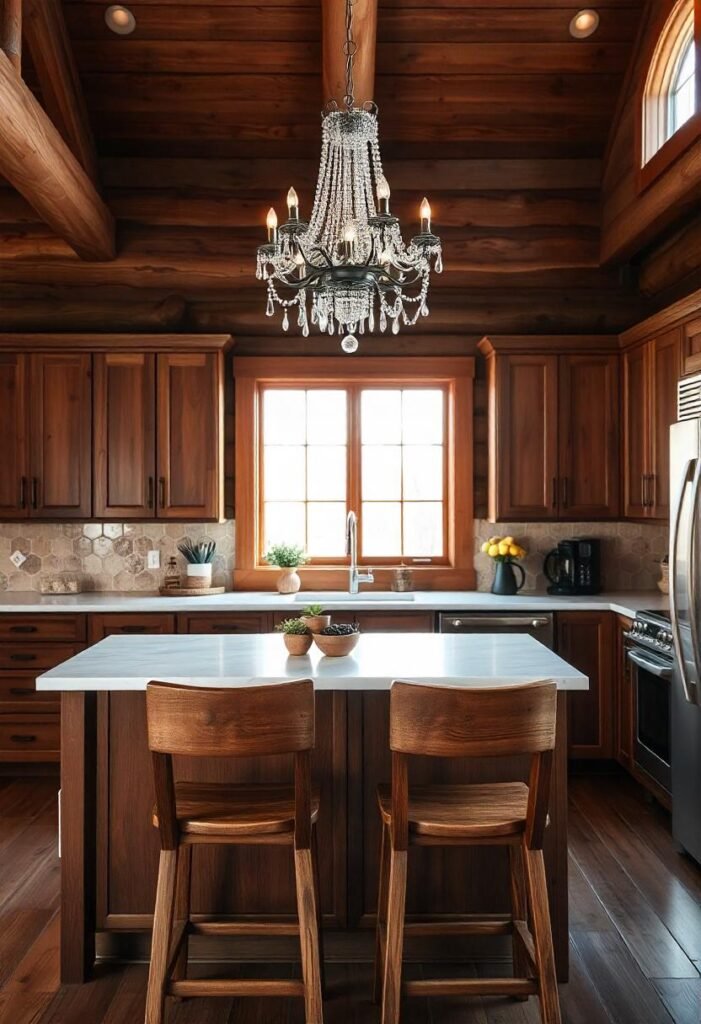 Luxurious kitchen with upscale finishes and elegant lighting.