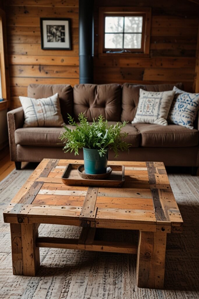 Budget-friendly pallet furniture DIY project for cabin decor.