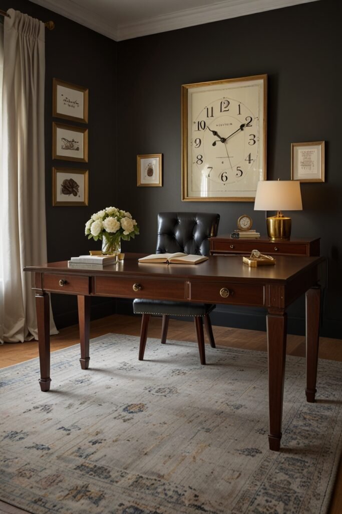 Vintage desk clock in a office with timeless charm.