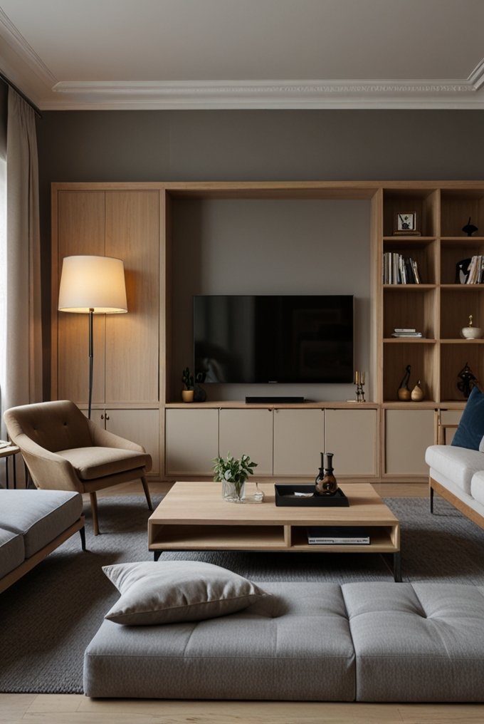 Clutter-free room with organized storage and clean surfaces.