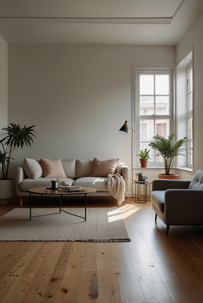 Clear floor space in a small living room, contributing to an open and spacious atmosphere.