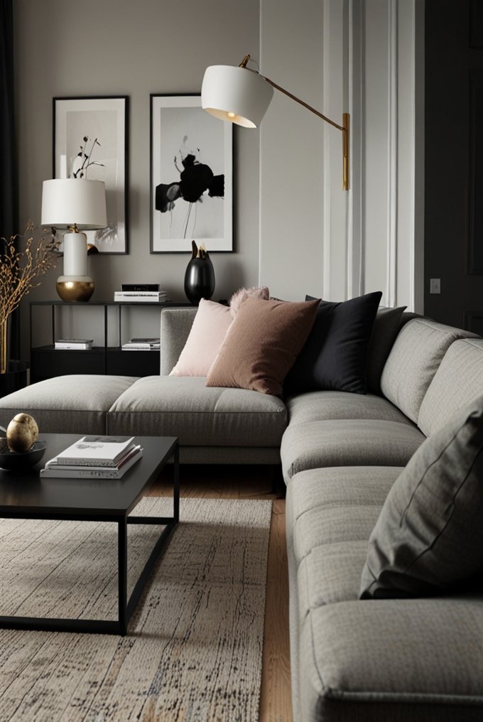 Sleek and slim furniture in a small living room, creating a streamlined and spacious look.
