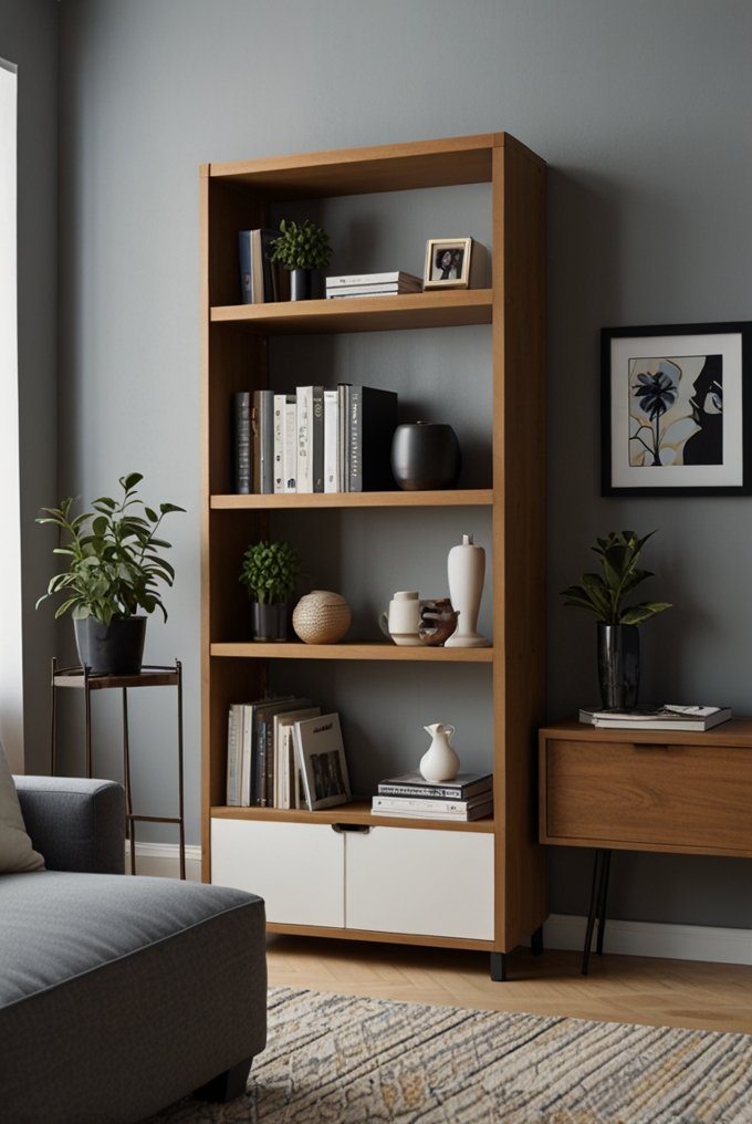 Vertical storage maximizing space and reducing clutter.